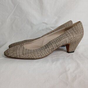 RAYNE, HER MAJESTY THE QUEEN SHOEMAKERS CROCODILE PUMPS, SIZE 10